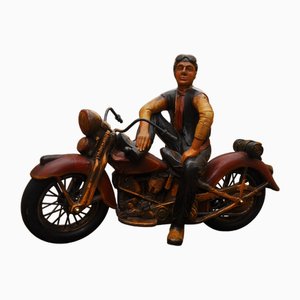Vintage Figur eines Motorradfahrers