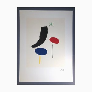 Joan Miro, Composizione surrealista con stella, anni '70, Litografia