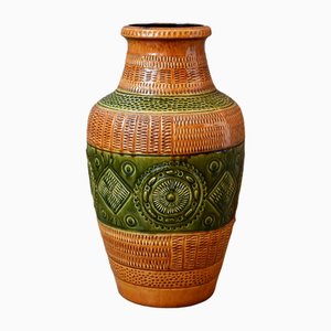 Large Floor Vase with Ethnic Decorations from Bay Keramik, 1960s