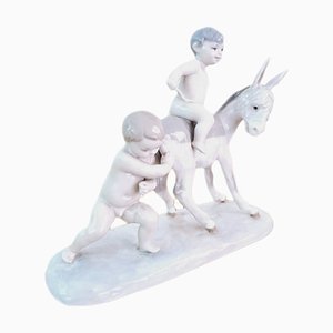 Figurina Bambini con asino in porcellana di Lladro, Spagna, anni '60