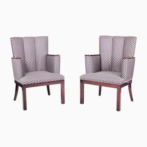 Set of Art Deco Armchairs in Mahogany, France, 1920s