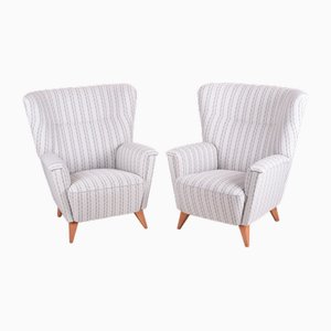 Set of Mid-Century Czech Oak Armchairs, 1950s