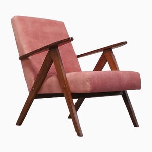 Mid-Century Model B 310 Var Easy Chair in Coral Velvet, 1960s