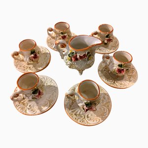 Tea Service for 6 from Capodimonte, 1970s, Set of 13