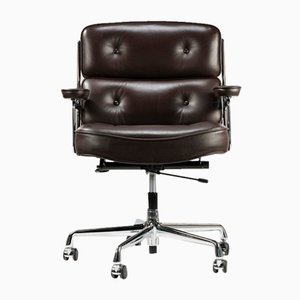 ES104 Time Life Lobby Chair aus Dunkelbraunem Leder von Eames für Vitra, USA, 2000er