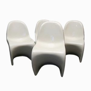 Mid-Century White Cantilever Chairs by Verner Panton, 1978, Set of 4