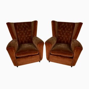 Velvet Lounge Chairs attributed to Paolo Buffa, 1950s, Set of 2