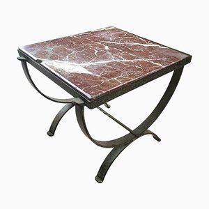 Spanish Wrought Iron and Marble Side Table, 1920s