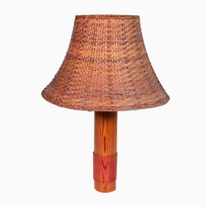 Lámpara de mesa escandinava de pino, años 70