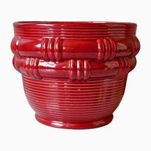 Burgundy Red Ceramic Cache by Saint Clément, 1940s