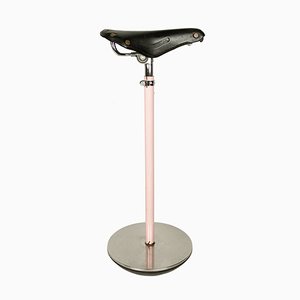Sella Stool in Pink Metal and Leather by A. Castiglioni for Zanotta, 1960s-1970s