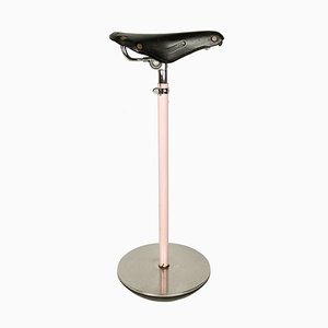 Tabouret Sella en Métal Rose et Cuir par A. Castiglioni pour Zanotta, 1960s-1970s