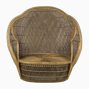 Peacock 2-Seater Sofa in Wicker and Rattan, Italy, 1960s