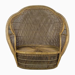 Peacock 2-Sitzer Sofa aus Korbgeflecht & Rattan, Italien, 1960er