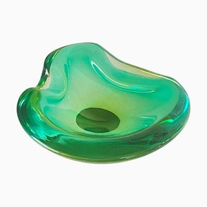 Vide Poche or Ashtray in Green Murano Glass, Italy, 1970s