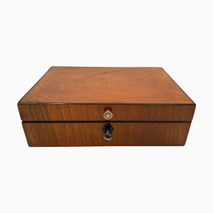 Caja de costura Biedermeier austriaca de chapa de nogal, 1820