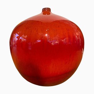 Rote Glasierte Vase von Rogier Vandeweghe für Perignem, 1960er