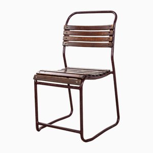 Vintage Tubular Metal Slatted Dining Chair from Cox, 1950s