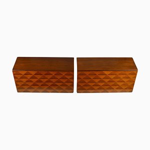 Minimal Wall Mounted Sideboards with Diamond Veneer, 1968, Set of 2