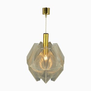 Pendant Lamp in Acrylic Glass, Wire and Brass, 1970s