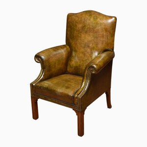 Mahogany Framed Leather Armchair, 1890s