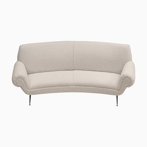 Geschwungenes Mid-Century Sofa aus weißem Bouclé mit 6 Beinen von Gigi Radice für Minotti, 1950er