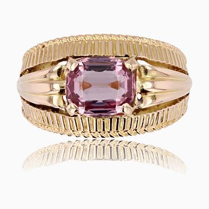 18 Karat Yellow Gold Band Ring with Malaya Garnet, 1960s