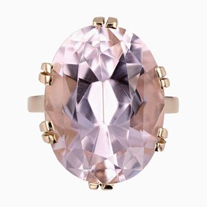 French 18 Karat Rose Gold Cocktail Ring with Kunzite, 1960s