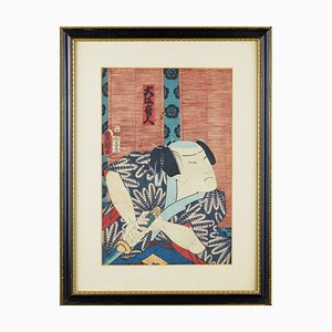 Japanese Artist, An Actor Playing a Samurai with a Katana, 1800s, Print, Framed