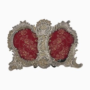 Baroque Style Double Silver Photo Frame, Italy, 20th Century