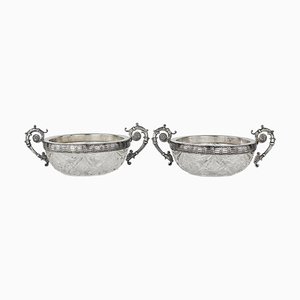 Crystal Candy Bowls with Silver, Russia, 1917, Set of 2