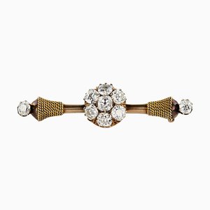 Russian Gold Brooch 56 Assay Value with Diamonds, Petersburg, 1917