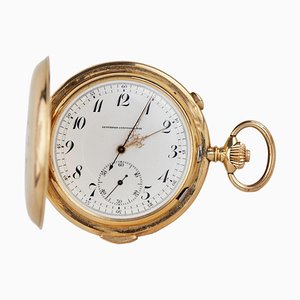Heures Reputition Quarts Chronographs 14k Gold Pocket Watch, 1890s