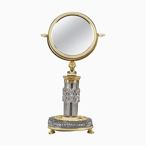 Espejo de cómoda Charles X de cristal tallado y bronce dorado, década de 1820