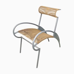 Italienischer Moderner Juliette Chair aus Seil & Grauem Stahl, Massimo Iosa-Ghini zugeschrieben, 1990er