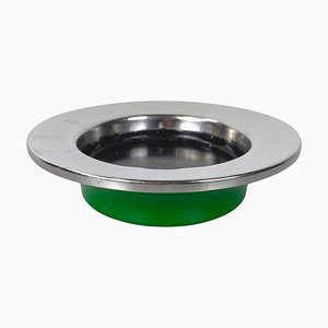 Italian Modern Green Plastic and Metal Ashtray by Gino Colombino for Kartell, 1970s