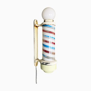 Mid-Century Barber Pole Lampe aus Kunststoff, Metall & Opalglas, USA, 1950er