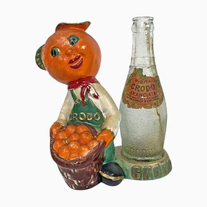Mid-Century Modern Crodo Advertising Figurine with Glass Bottle, Italy, 1960s