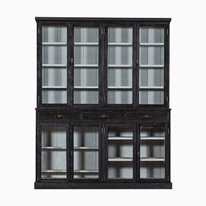 English Ebonised Glazed Pine Dresser or Bookcase, 1890