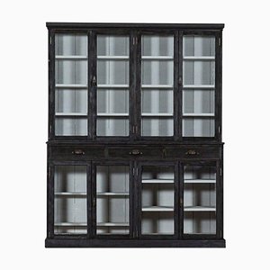 English Ebonised Glazed Pine Dresser or Bookcase, 1890