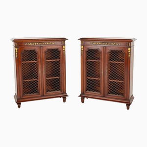 French Side Bookcase Cabinets in Walnut, 1880s, Set of 2