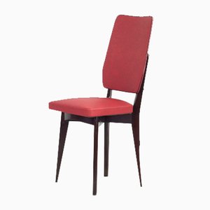 Kitchen Chair with Red Synthetic Leather Cover, 1960s
