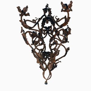 Hand-Made Wrought Iron Chandelier, 1800s