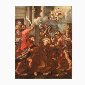Italienischer Künstler, Das Martyrium des Heiligen Fidelis von Sigmaringen, 1770, Öl auf Leinwand