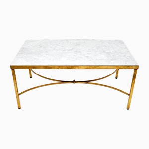 Vintage French Brass and Marble Coffee Table, 1970s