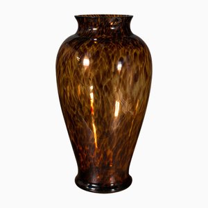 Large Vintage Italian Amber Flower Vase, 1970s