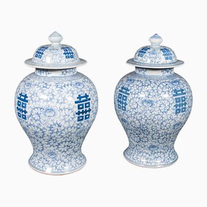 Vasi Art Déco vintage in ceramica, Cina, anni '40, set di 2