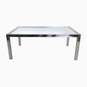 Table Basse Vintage en Acier dans le style de Nanda Vigo avec Plateau Miroir, Italie, 1970