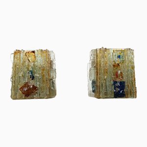 Lámparas de pared vintage de vidrio atribuidas a W. Van Oyen para Raak, años 60. Juego de 2