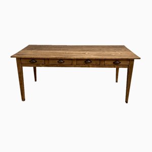 French Pine Farm Table with Drawers, 1950s